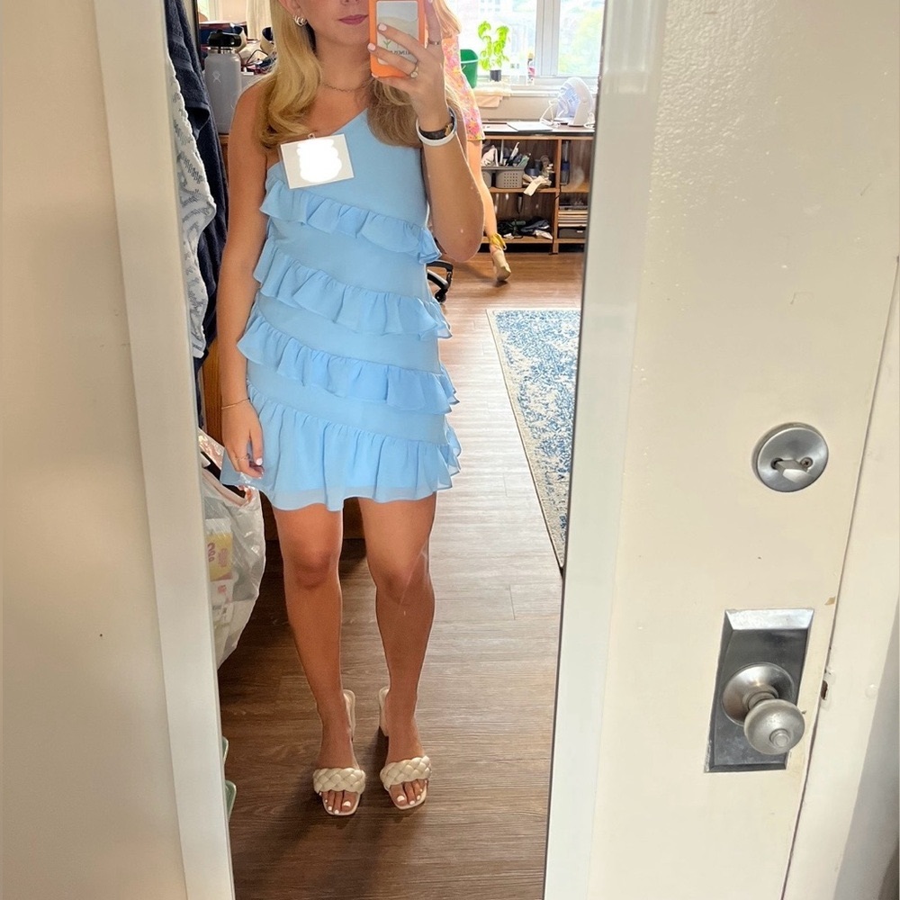 Lovers and Friends Blue Ruffled Mini Dress